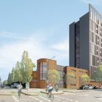 An artist's rendering of a proposed supportive housing project at Arbutus Street and Eighth Avenue that was included in B.C. Housing's rezoning application to the City of Vancouver in 2021. (Supplied by B.C. Housing